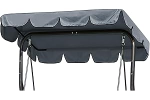 ‎SHEPIN SHEPIN Hollywoodschaukel Dachbezug 210 x 145 cm, 420D Oxford-Tuch Hollywoodschaukel Ersatzdach 3 Sitzer, Wasserdicht Universal Dach für Hollywoodschaukel, UV-Schutz Sonnendach (Grau)