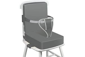 wooshwa Rialzo Sedia per Bambini 2 Pezzi, PU Portatile Alzasedia Da Tavolo, Cuscino Sedia, con Cinghie Regolabili per Seggioloni Alza Sedia - Grigio Scuro