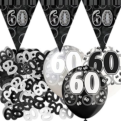 Unique Party BPWFA-4694 Glitz 60th Birthday Foil Banner Party Decoration Kit, Black