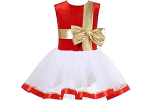 Freebily Disfraz de Fiesta Navidad para Niña sin Manga Vestido de Danza Ballet Gimnasia con Tutú Disfraz Elfo del Bosque Hada Papá Noel Santa Claus Costume