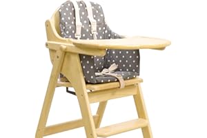 MESSY ME HIGHCHAIR Cushion Insert. Suitable for East Coast and Many Other Wooden HIGH Chairs. Easy to fit and Fully Wipe Clean. Well Padded to Keep Little Ones Comfy at mealtimes (Soft Grey Stars)