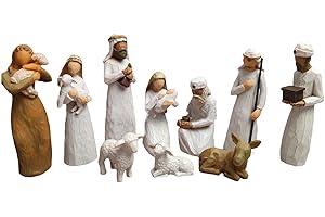 PW TOOLS Weihnachtskrippe, Weihnachtskrippe, Religiöse Heilige Familie, Krippe, Weihnachtsstatuen, Krippenszenen aus Kunstharz für die Dekoration des Ferienhauses