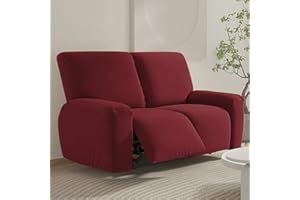 FANSU Copripoltrona Relax Reclinabile Elettrica Universale, Elasticizzato Copripoltrona 2 posto con Tasche, Fodere Poltrona Relax Lavabile Rimovibile (Rosso)