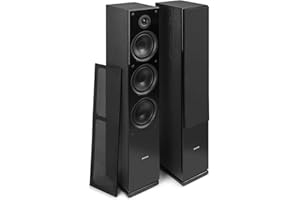 Fenton SHF80B Floor Standing HiFi Tower Speakers Pair, 500W 3-Way Passive Home Theatre Audio Stereo System, Black with 6.5" Woofers & Silk Dome Tweeter