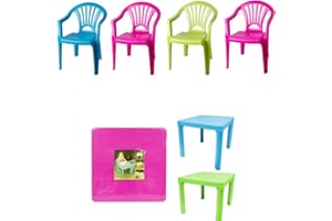 RSW-INTERNATIONAL Kids Outdoor Table And Chair Set (1 X Table, 4 X Chairs) X 1 *Table Colour And Chair Colour May Vary