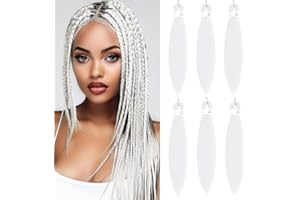 FIRSTCYH HAIR Braiding Hair Pre Stretched - 6 Packs Prestretched Braiding Hair 30 Inch Ombre Braiding Hair Itch Free White Yaki Synthetic Hair Extension for Braids (30 Inches (6 Packs), White#)
