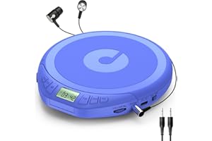 Gueray Lecteur CD Portable avec Casque Écran LCD Protection Anti-Saut Lecture HiFi Classique Fonction Mémoire Prog Lecteur CD Personnel pour Voiture Maison (Bleu)