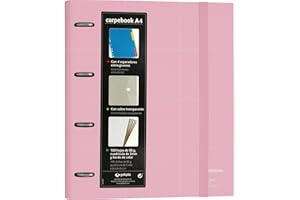 Grafoplás 88102953. Carpeta con 4 Anillas Troqueladas, Recambio 100 Hojas de 90 Gramos, 4 Separadores Extra Gruesos y Sobre Transparente, A4, Rosa Claro, Carpebook Unequal Grid