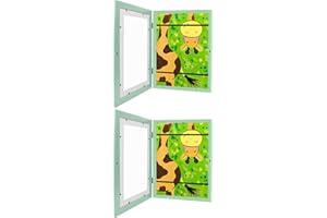 Sleeleece Bilderrahmen Kinderzeichnungen A4 für ca.50-150 Bilder,Frontöffnung Kinder Kunst Rahmen Aufklappbar,zur Aufbewahrung&Darstellung von Kinderzeichnungen/Kunstwerken(2 Stück, Grün)