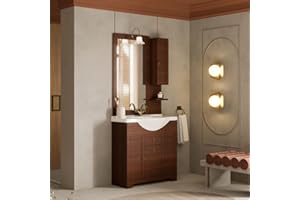 Kiamami Valentina Composición de baño de Suelo 85cm Efecto Madera Nogal Toscana
