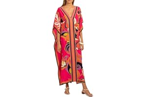 Bsubseach Donne Casual Beach Abito Caftano Manica Corta Loungewear Caftano Costume da Bagno Coprire
