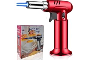 XWFEU Butane Torch Lighter,Kitchen Cooking Culinary Chef Blow Torch Flame Torch Adjustable Flame Gas Torch for Cooking BBQ Baking Brulee Creme DIY Crafts Soldering (Butane Gas Not Included) (Red)