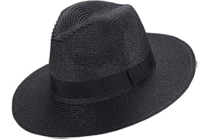 MOXAMO Sombrero de Paja Verano,Plegable Verano Sombrero Verano Sombrero ala Ancha de Playa de Fedora para Hombres Mujeres Visera Sombrero para Ocio al Deporte Aire Libre