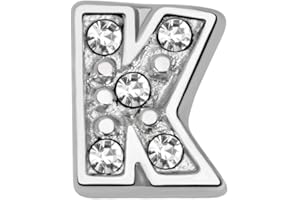 Quiges Floating Living Memory Charm Alpahbet Silver Plated Letter with Cubic Zirconia for Personalised Memory Lockets