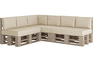 chilly pilley Coussin De Palette EU Impermeable Coussin De Siège Coussin De Jardin Housse Amovible Et Lavable (10 ER Set, Crème)