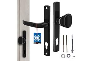 KOTARBAU® Juego de manilla y pomo para puerta, Manilla de cilindro de perfil 92 mm, Manillas de aluminio - negro, 2 Manetas, Manijas de placa larga, Kit de montaje incluido, Picaporte con pomo