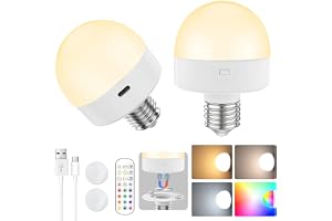 VIIVUU E27 uppladdningsbar glödlampa med batteri, RGB dimbar trådlös LED-lampa med fjärrkontroll och USB-C uppladdning, 3-tim