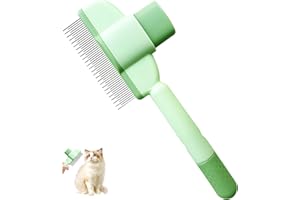 Czerio Flohkamm Für Katzen, Selbstreinigender Flohkamm für Katze und Hund, Kamm zur Entfernung von Tierhaaren, Katzenbürste Kurzhaar von Tierhaaren, Fellpflegebürste (grün)