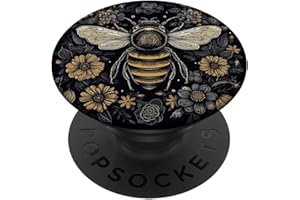 BEE FLOWERS BOHO GRAPHIC MERCH Biene, Honigbiene, Hummel, Blumen, Boho-Grafik PopSockets mit austauschbarem PopGrip