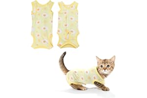 PLUSHCEWT Gilet de Récupération de Chat,Combinaison de Récupération pour Body Chat Post Operatoire Femelle,Body Post Operatoire Chat,Combinaison de Récupération Chat (Egg Yolk, M)