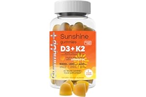 GUMMYUP+ 2 Months Supply Vitamin D+K2 Gummies with Calcium, High Strength Sugar Free Sunshine Gummies, Natural Orange Flavoured Vegetarian Gummies