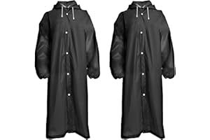Fayemint 2 Pezzi Mantella Antipioggia, Portatile Poncho Antipioggia, Riutilizzabile Poncho Pioggia, per Escursionismo, Campeggio, Ciclismo, Pesca (Nero)