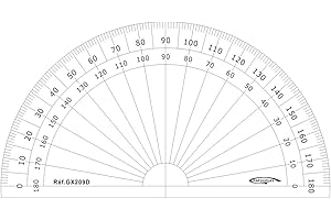 Graphoplex GX209D - Transportador de ángulos (semicircunferencia), transparente