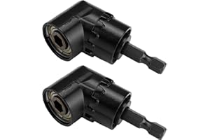 HERKINDNESS Right Angle Drill Attachment, 2 Pieces 1/4 Inch 105 Degree Right Angle Driver Dapter, with Magnetic Drill bit Holder, Angled Drill bit Attachment for Narrow Work Space
