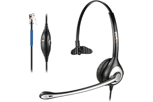 Wantek Auriculares de teléfono RJ9 monoaurale con micrófono de cancelación Ruido, Auriculares Cable para Cisco 7940 7942 7960 7971 Office IP teléfono Plantronics M10 M12 M22 Amplificadore (Y600C1)