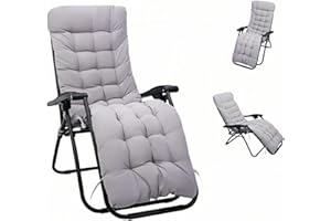 wawofun Sun Lounger Cushions Only, Garden Rocking Chair Replacement Cushion with Anti-Slip Ties and Top Hood, Garden Seat Pads Sunbed Cushion for Indoor Outdoor Patio Yard Beach Swing (Grey)