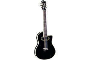 EKO GUITARS – NXT NYLON N100CE SEE THROUGH BLACK, Guitarra Clásica Cutaway Electrificada, Tapa Abeto, Aros, Fondo y Mástil Caoba, Diapasón South American Roupanà, Escala 650 mm, Color Negro