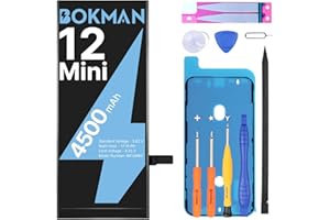 bokman Akku für iPhone 12 Mini 4500mAh, Hohe Kapazität Lithium-Polymer-Polymer-Akku mit Allen Werkzeugsets, Kompatibel mit A2176, A2398, A2399, A2400