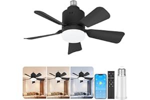 UCMDA Ceiling Fan with Light and Remote - App & Remote Control Dimmable LED Fan Light Ceiling, Adjustable Brightness/Color Temp 2700-6500K, 4 Speeds Quiet Energy-Saving, Lights for Bedroom,Black