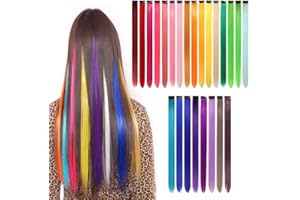 Clip Extensiones Cabello Colores, Gotyou 24 Piezas Extensiones Cabello Arco Lris Clip, Clip Extensiones Cabello Colorido, Pelucas Clip Multicolor Extensiones Cabello, Peluca con Piezas Cabello Niñas