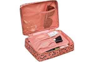 LKMY - Trousse de maquillage portable avec impression florale, imperméable, multi-poches, pour femmes et filles, idéale pour voyager