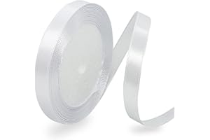 AHOMAME White Satin Ribbon 6mm, 23 Meters Solid Colors Fabric Ribbon for Crafting, Gift Wrapping, Balloons, DIY Sewing Project, Hair Bows and Cake Decoration