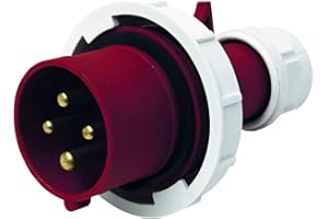 Electraline 3508547 80810 Spina Elettrica Industriale, IEC, 16A, 3P+T, 380V, IP67, Rosso