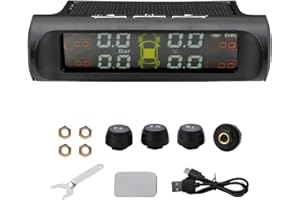 LncBoc Car Tire Pressure Monitoring System, TPMS Tire Pressure Monitor System for RV Trailer - Solar Power with 4 External TPMS Sensor,Auto Backlight,Smart LCD Display,Auto Sleep Mode