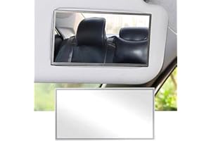 KEQKEV Car Sun Visor Mirror, Vehicle Cosmetic Makeup, Automotive Self-Adhesive Vanity for Truck, SUV（Rect) Silver Square