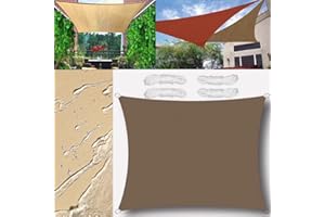 GLIN Sun Shade Sail Outdoor Waterproof Rectangular 3x6m Shade Sails Canopy UV Protection for Garden Patio Block With Rope Shade Sail Kit Brown