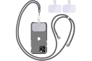 LINKBRO Uniwersalny łańcuszek na telefon komórkowy, smycz na telefon komórkowy, uniwersalny telefon komórkowy wiszący na szyi, z podkładką, smycz na telefon komórkowy, regulowana i zdejmowana, (1 ciemnoszary)