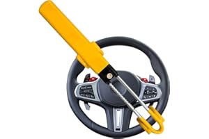 ELI73 Steering Wheel Lock Twin Bar, Steering Lock, Stop Thieves Stealing Your Car, Car Steering Wheel Locks, Anti-Theft Device, Universal Fit, High Visibility, Adjustable Length, 3 Keys (Yellow)