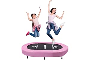 Welmotive Foldable Oval Indoor Trampoline for 2 Quiet Rebounder with 40 Springs Supports up to 150kg Safe Fitness for Kids Adults Ideal for Weight Loss Muscle Toning