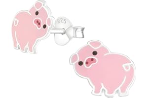 Monkimau Mädchen Ohrringe Schwein Ohrstecker aus 925 Sterling Silver Silber