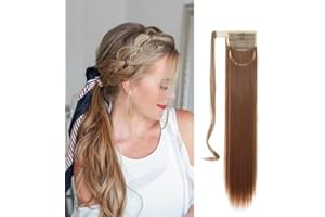 SEGO Coda Capelli Extension Clip Coda di Cavallo Ponytail Parrucchino Posticci Donna Lunghi 55cm Pesa 90g - Castano Chiaro mix Biondo Cenere