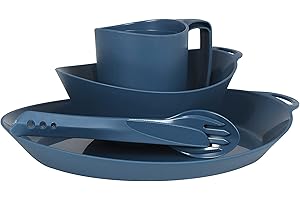 Lifeventure Ellipse Reusable 4-Piece Tableware Set: Knife/Fork/Spoon, Plate, Bowl, Mug For Camping, Travel & Outdoor