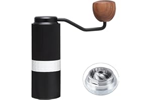 Easyworkz Molinillo de café manual de aluminio, Molinillo de café de rebabas, Molinillo cónico pentagonal con configuraciones ajustables