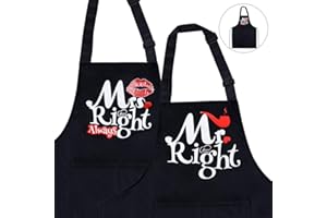 MEJOSER 2 grembiuli da cucina neri regolabili Mr Mrs impermeabile per coppia giovani sposi donna uomo amanti