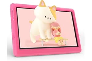 Hakaug Kids Tablet 10.1 inches Android 13 Quad-core 64 GB ROM 1280x800 IPS Touchscreen Parental Control Tablet PC with Shockproof Case (Pink)