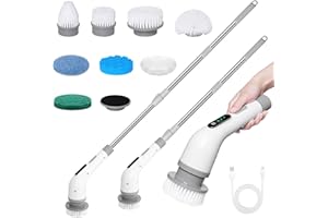 HNCY Cepillo Electrico Limpieza hogar, 9 en 1 Cepillo Limpieza Electrico, Gran Potencia con 3 Velocidades Ajustables, Electric Cleaning Brush para Baño, Suelo, Cocina, Coche, Azulejos